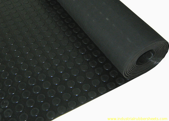 Red Industrial Rubber Sheet Top Round Button , Bottom Impression Fabric Non Slip