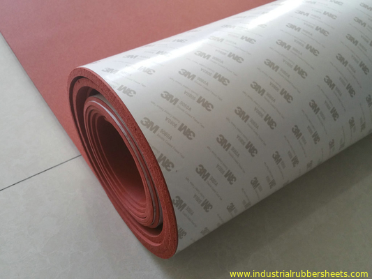 Cấp công nghiệp 100% Virgin Silicone Foam Cao su Sheet với Backing Adhesive 3M đỏ