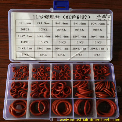 Màu đỏ O Ring Seal Kit / Nhỏ O Ring Kit Chất liệu silicon nguyên chất